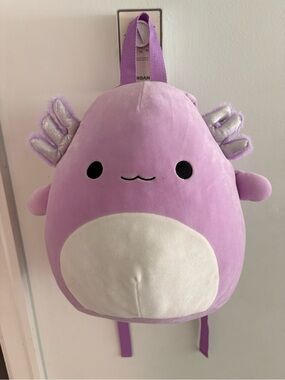Squishmallows Purple Axolotl Plush Backpack with Cream Belly